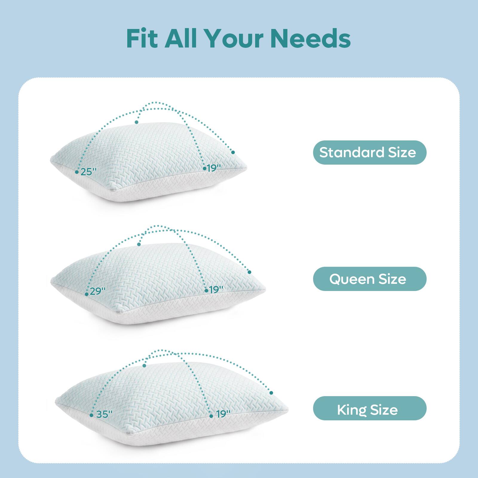 Fit All Your Needs

- 25" x 19" Standard Size
- 29" x 19" Queen Size
- 35" x 19" King Size