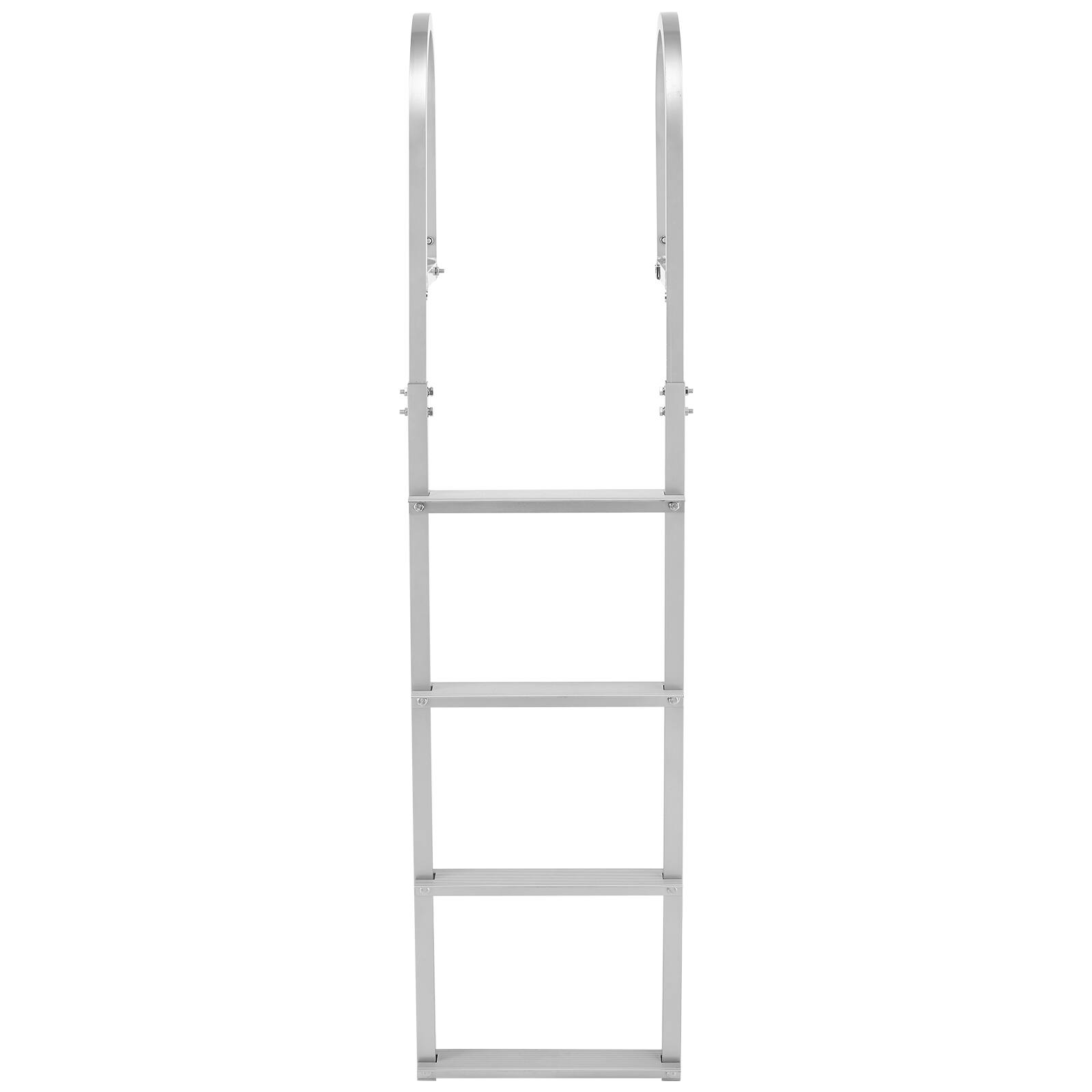 Alt View 5. VEVOR - Removable Dock Ladder, 4 Steps, Aluminum Alloy Pontoon Boat Swim Ladder, with Non-Slip Wide Steps - Silver.