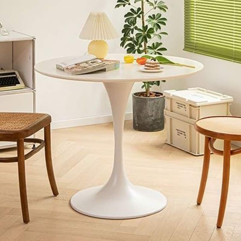 PexFix - 31.5" Minimalist Round Dining Table, Space-Saving Coffee Table for Kitchen & Living Room - White