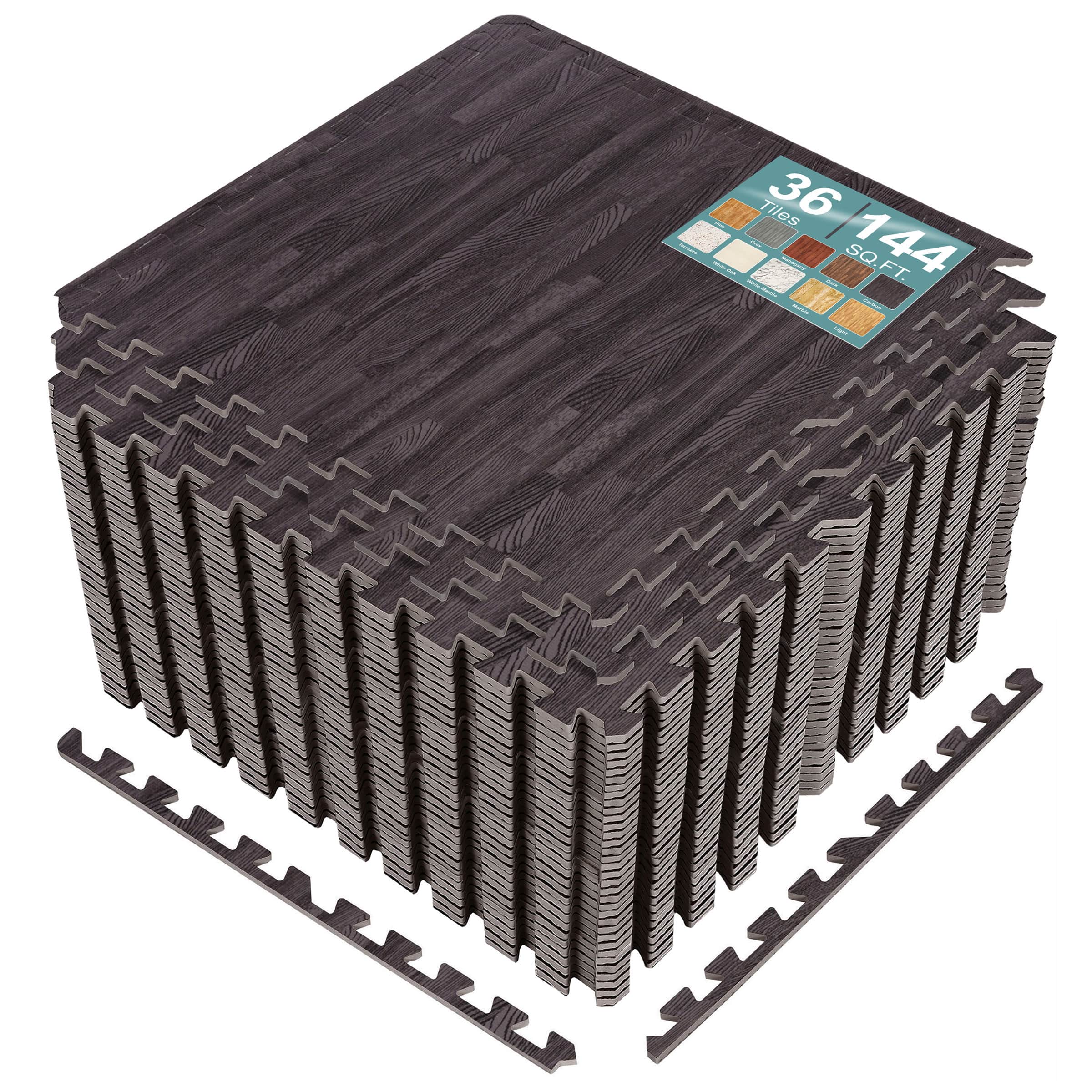 Sorbus 3/8 Inch Thick 144 Sq. Ft. Wood Grain Floor Foam EVA