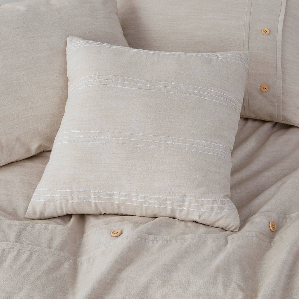 Alt View 2. Gracie Mills - Gracie Mills Jennings Modern Farmhouse Organic Cotton Comforter Cover Set with Removable Insert - Natural.