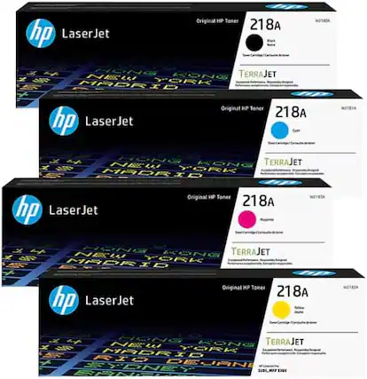 hp LaserJet Original HP Toner 218A WPTAGA HRNC TERRAJET NEW YORK MACRI6
hp LaserJet Original HP Toner 218A W2T81A MN TERRAJET NEW KONG MADRIL TeRK
hp LaserJet Original HP Toner 218A HNe KONG TERRAJET NEW YORK MABK IC
hp LaserJet Original HP Toner 218A W2182A HONO TERRAJET NEld KONG MAPRIC YORK S + RIL DEJANE STONES 3301 BPNIR