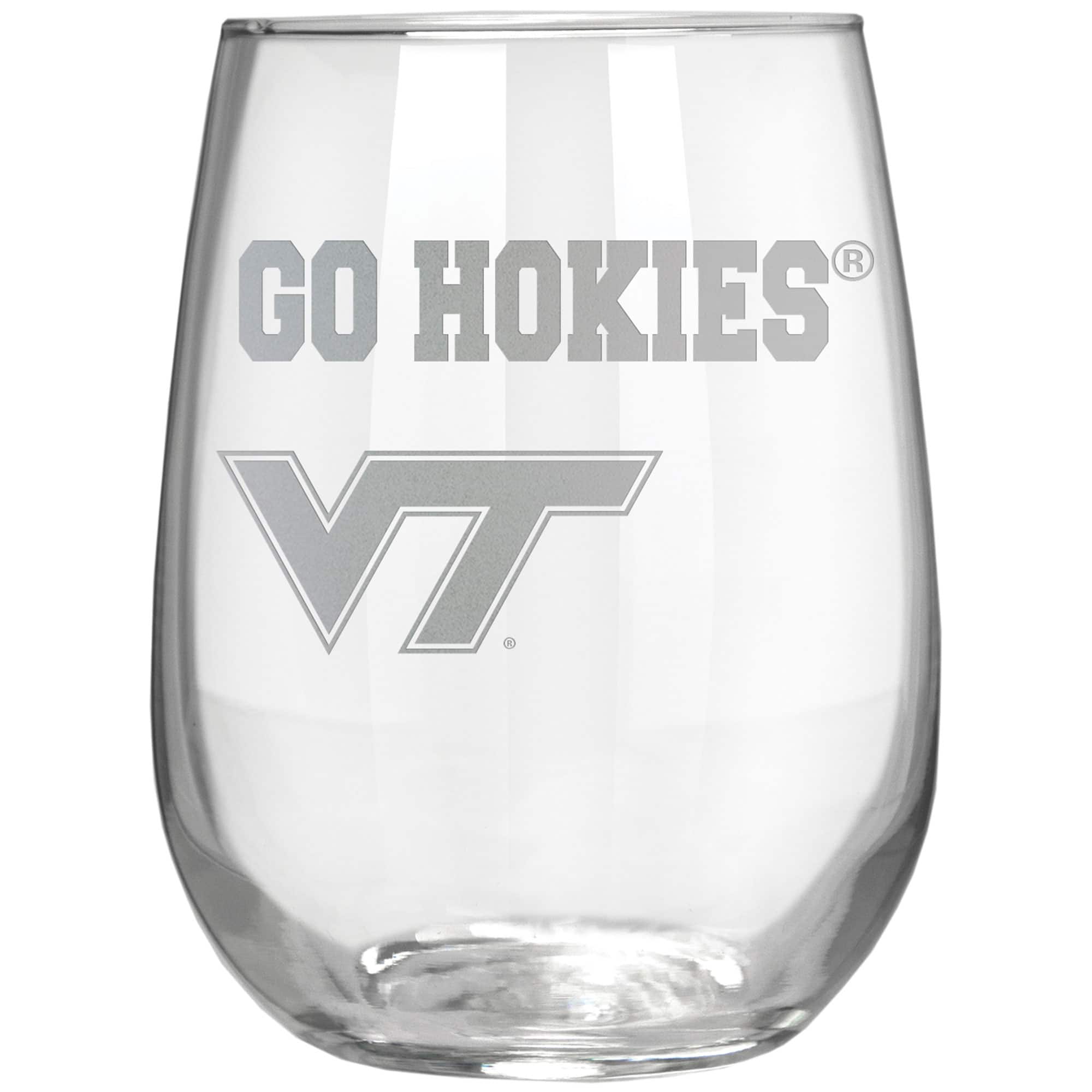Front. Great American Products - Virginia Tech Hokies Etched 17oz. Rally Cry Stemless Wine Glass - Multicolor.