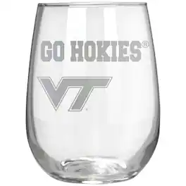 Great American Products - Virginia Tech Hokies Etched 17oz. Rally Cry Stemless Wine Glass - Multicolor