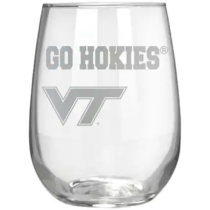 Front. Great American Products - Virginia Tech Hokies Etched 17oz. Rally Cry Stemless Wine Glass - Multicolor.
