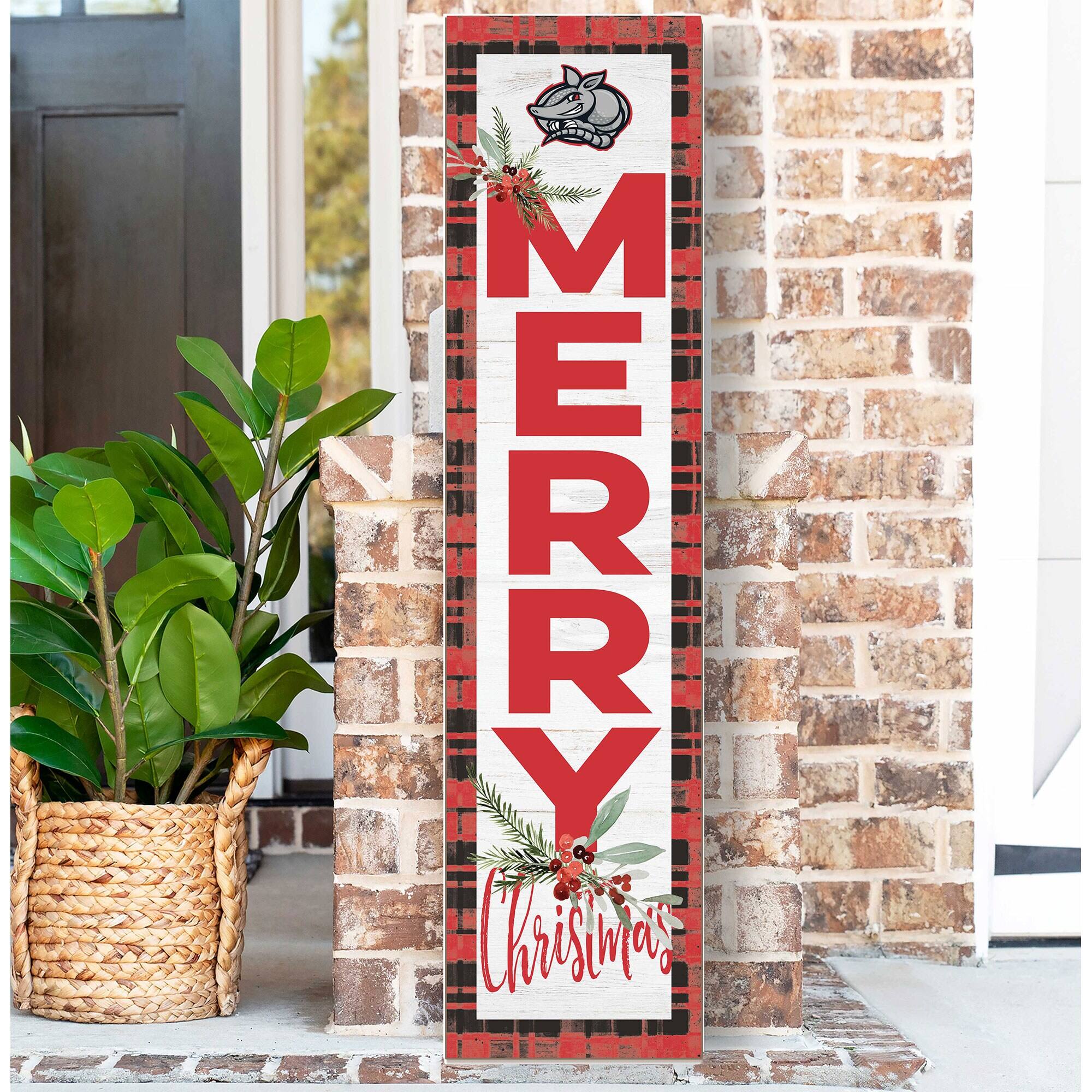 Alt View 1. Jardine - SAC Armadillos 12'' x 48'' Outdoor Merry Christmas Leaner - White.