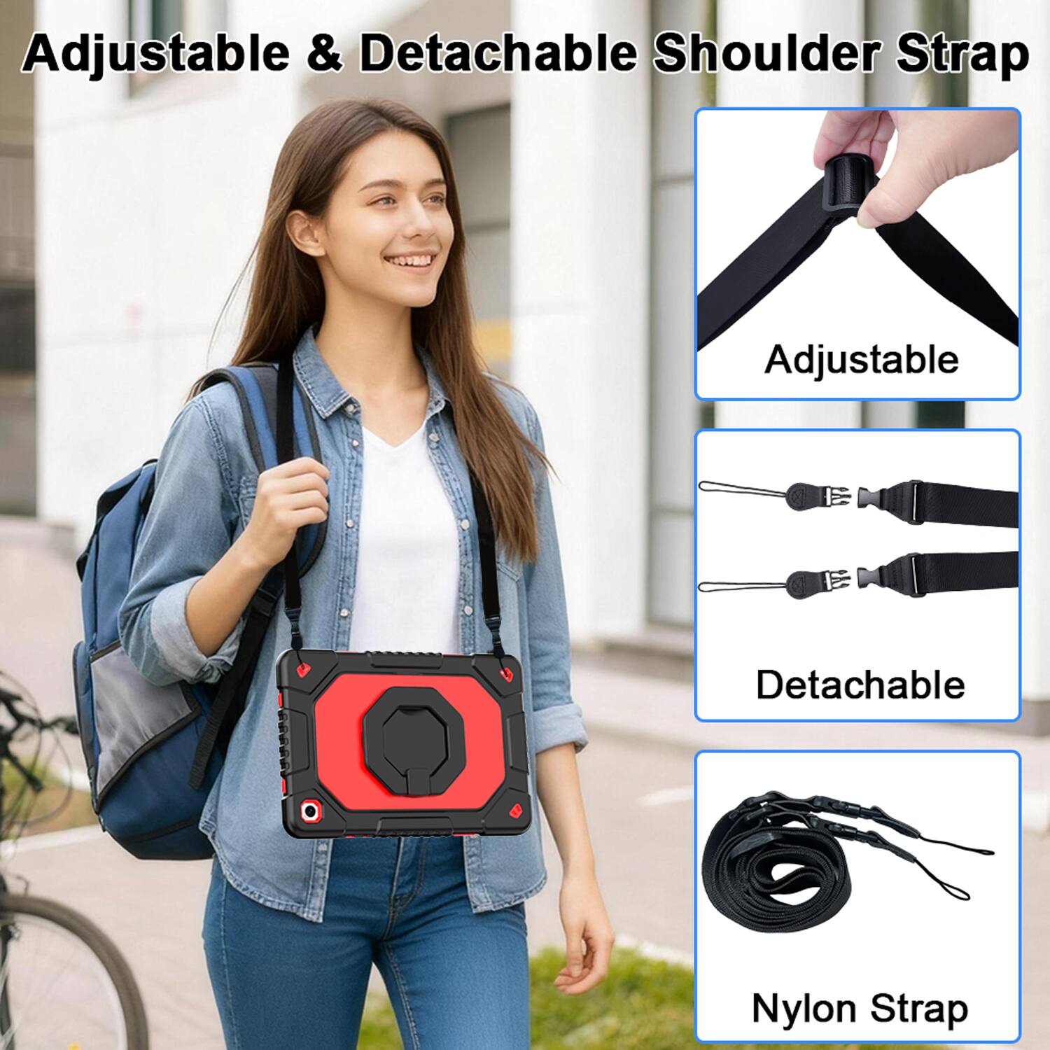Adjustable & Detachable Shoulder Strap

Adjustable  
Detachable  
Nylon Strap