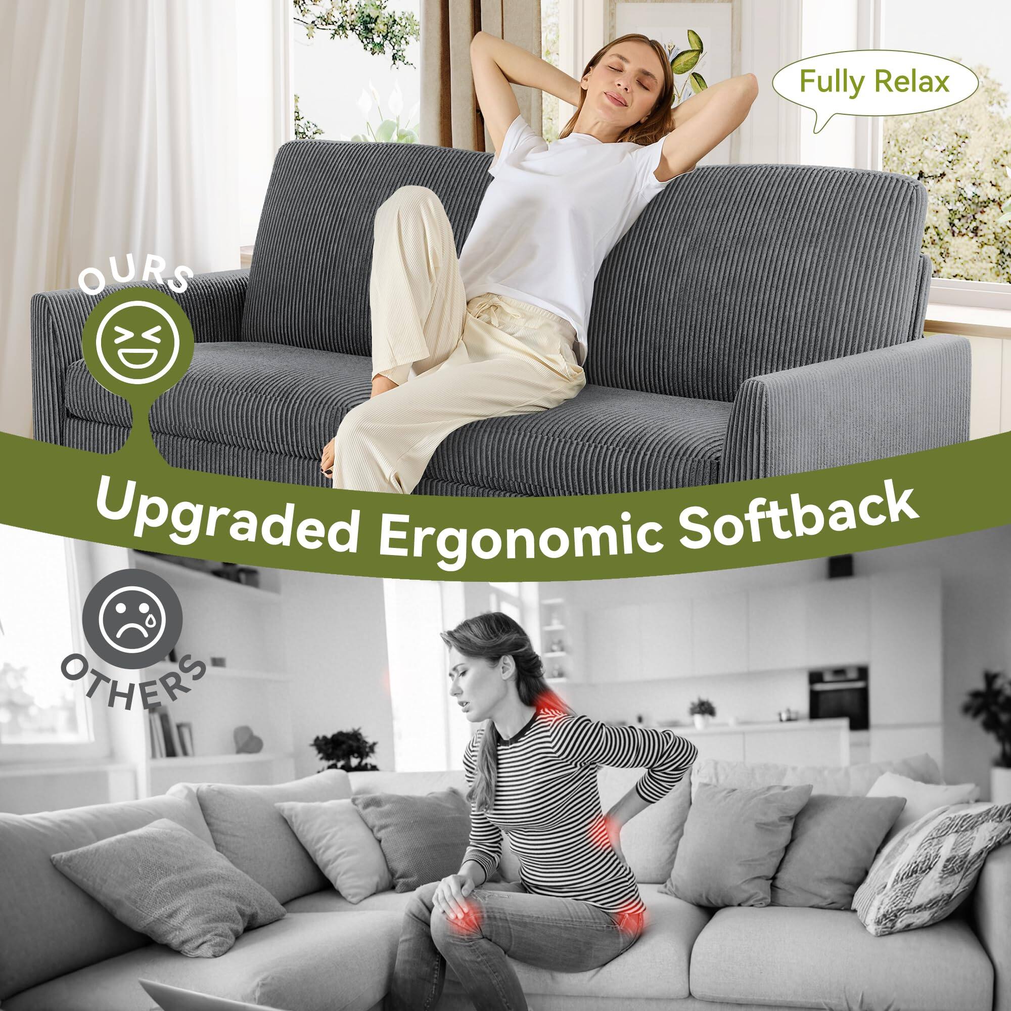 **OURS**  
Upgraded Ergonomic Softback  
Fully Relax

**OTHERS**
