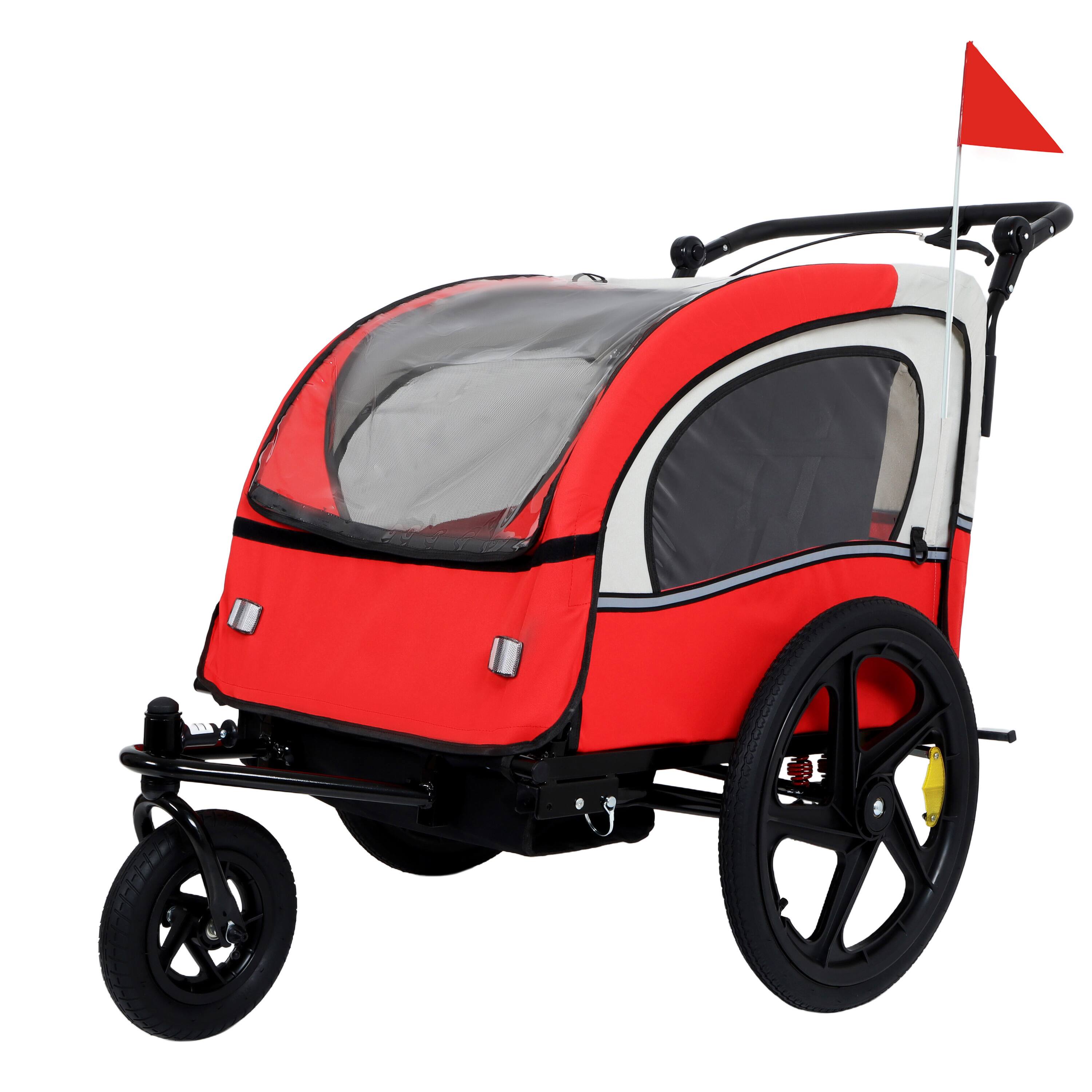 Front. TinyHomie - 2 in 1 Double Seat Kids Bike Trailer Jogger Stroller Foldable.
