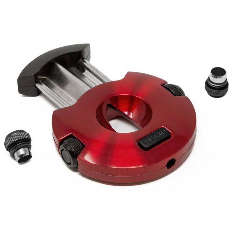 Angle. Prestige - XoticEdge Xceed V-Cut Cigar Cutter (Red) - Pearl Red & Black Two Tone Finish.