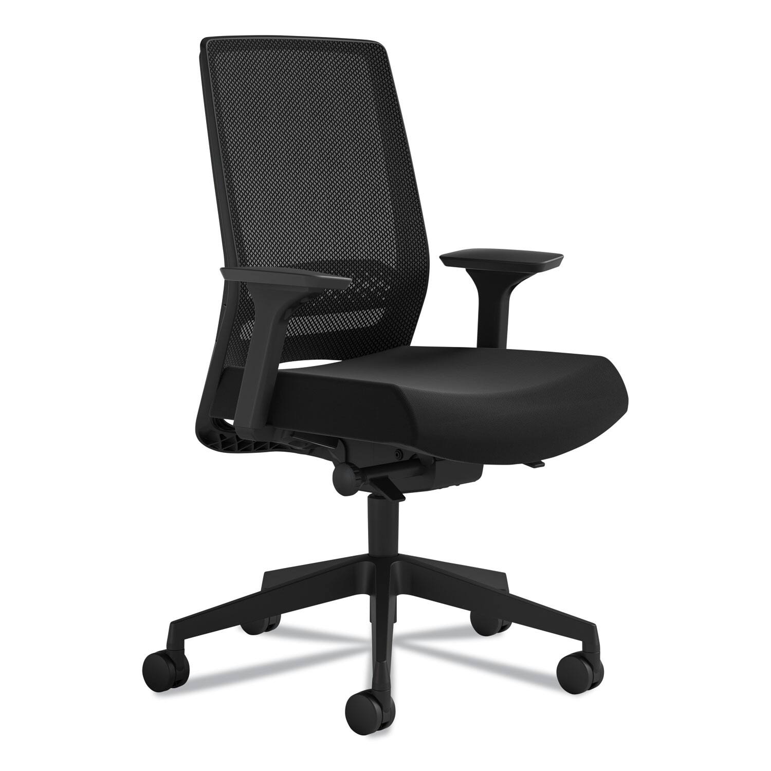 Front. Safco - REMOVE - Medina Deluxe Task Chair, Supports Up to 275 lb, 18" to 22" Seat Height, Black - Black.