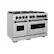 Left. ZLINE - ZLINE Autograph Edition 48" Classic Gas Range w/ 8 Burners & Matte Black Accents (CGRZ-48-MB) - Stainless Steel.