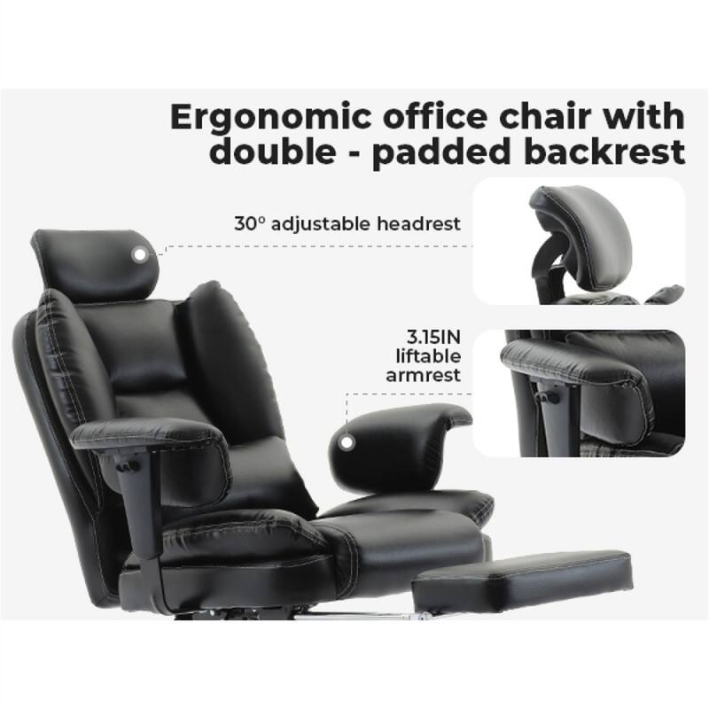 Ergonomic office chair with double-padded backrest

30° adjustable headrest

3.15IN liftable armrest