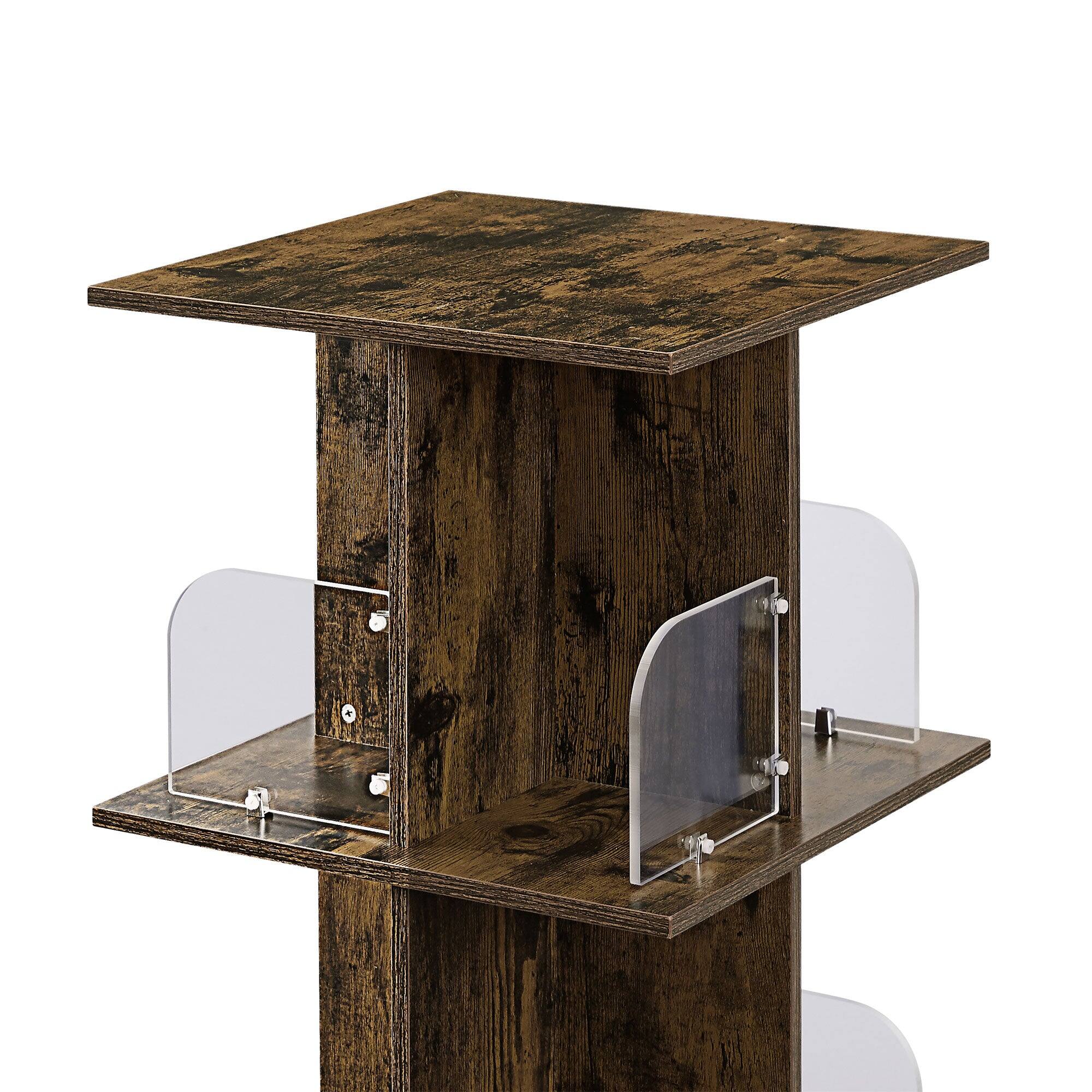 Alt View 1. Vecelo - 360° Rotating Tree Bookshelf - Space Saving Corner Shelf with Adjustable Layers, Kid Friendly Bookcase - Brown.