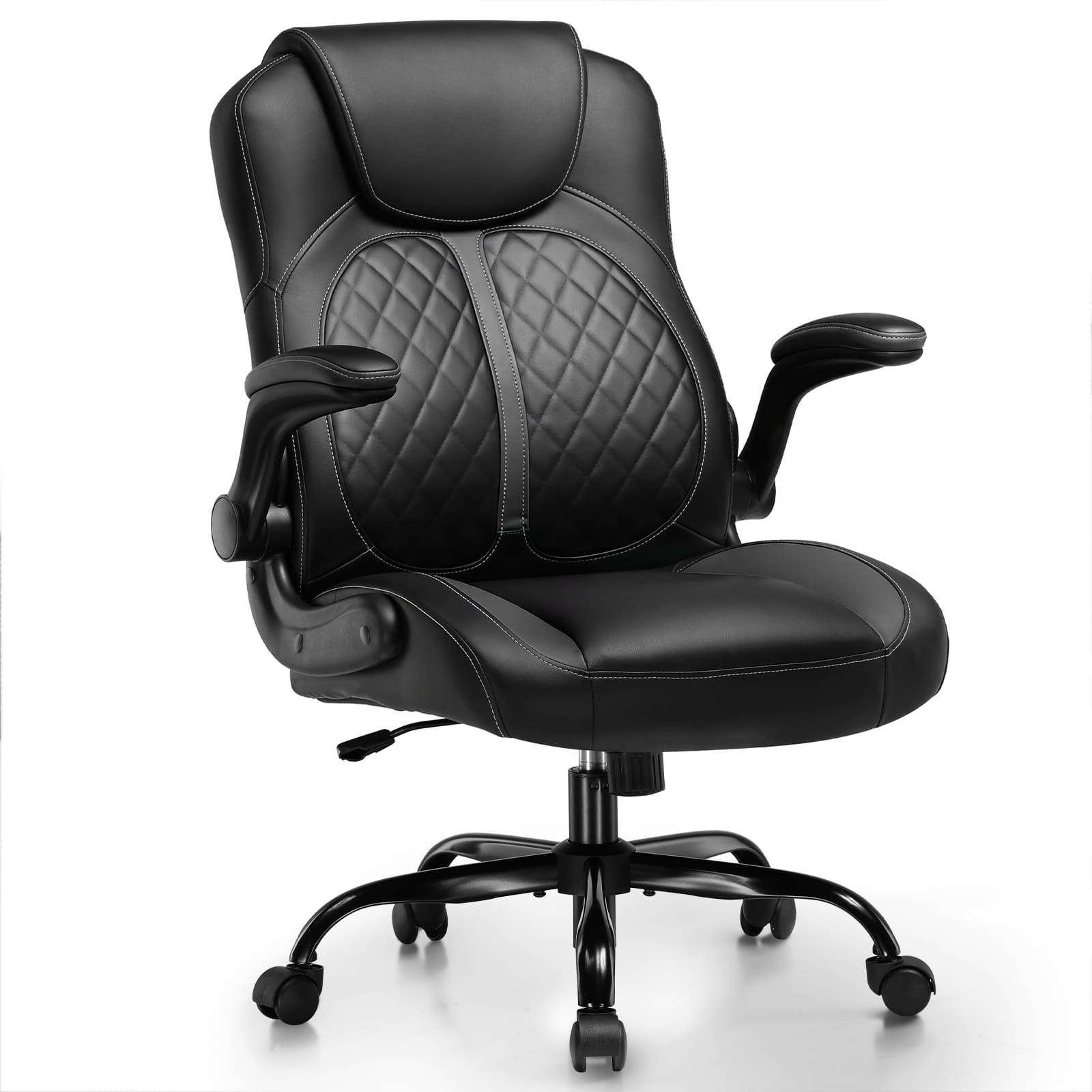 Front. GTPlayer - Ergonomic Office Chair with Flip-Up Armrests High-Density Foam Seat Executive Computer Chair,Black - Black.