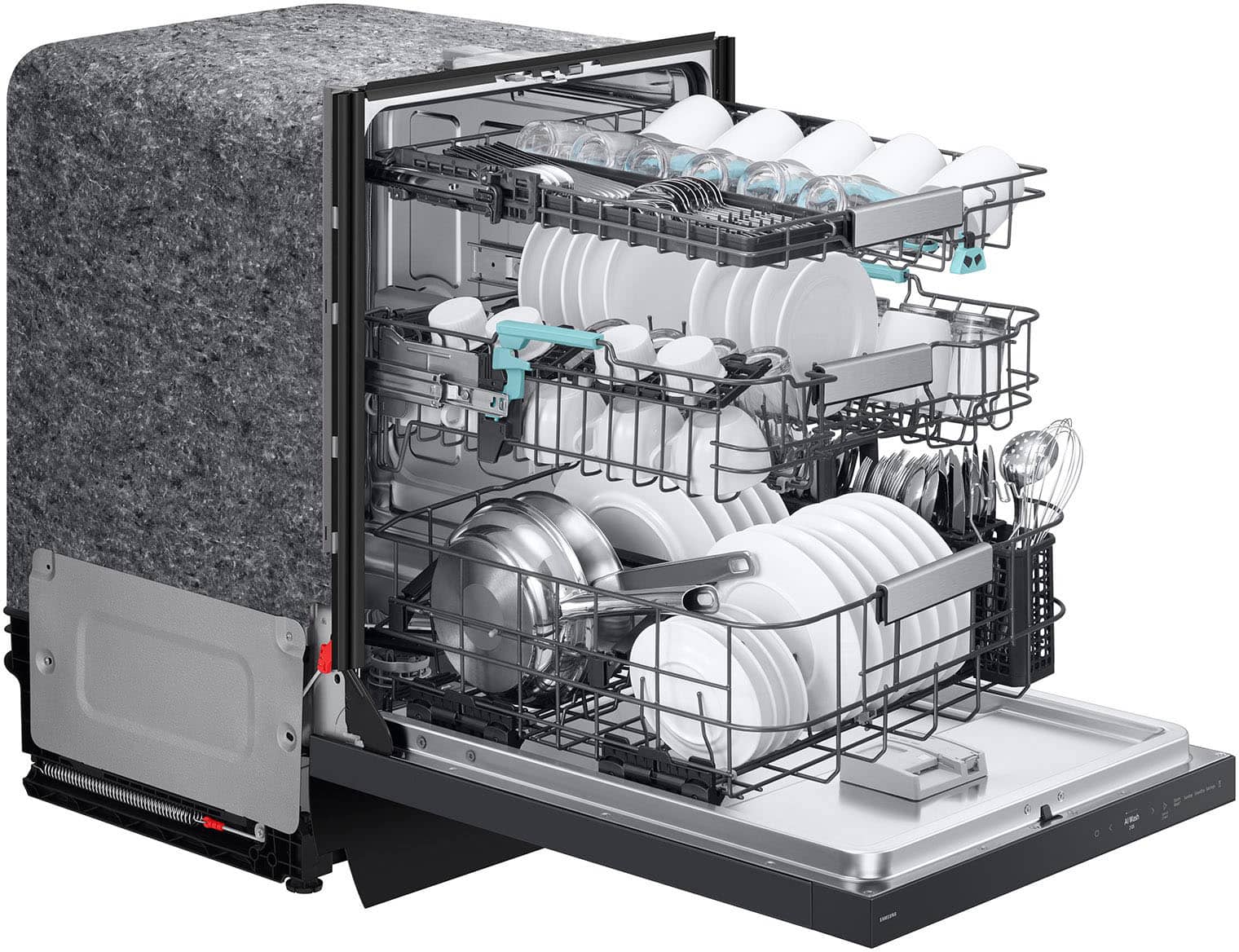 Alt View 20. Samsung - 24" AutoRelease Dry Smart Built-In Stainless Steel Tub Dishwasher with 3rd Rack Washing System, 38dBA - Matte Black Steel.