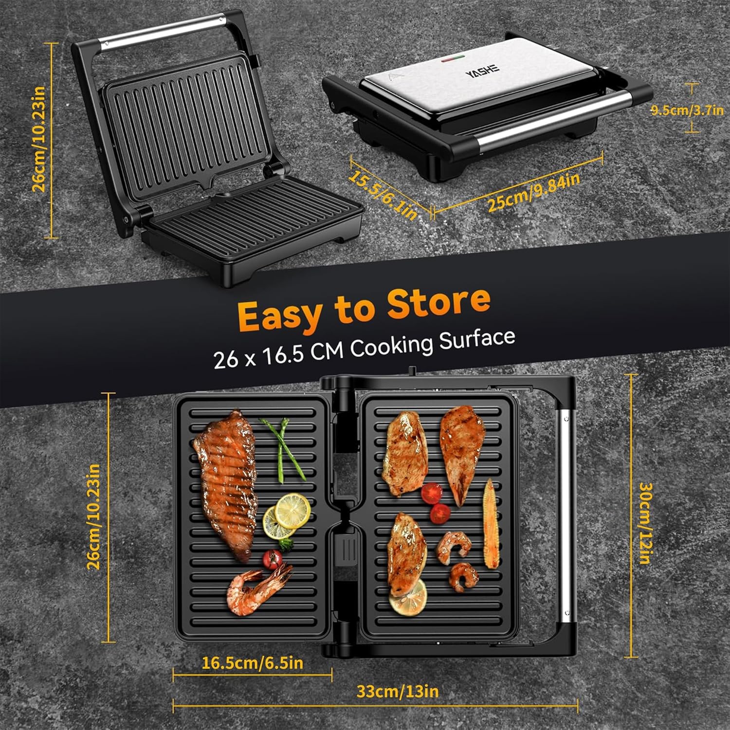 - 26cm/10.23in
- 15.5/6.1in
- 15.5in
- YASHE
- 25cm/9.84in
- 9.84in
- 25cm
- 9.5cm/3.7in
- Easy to Store
- 26 x 16.5 CM Cooking Surface
- 26cm/10.23in
- 30cm/12in
- 16.5cm/6.5in
- 33cm/13in