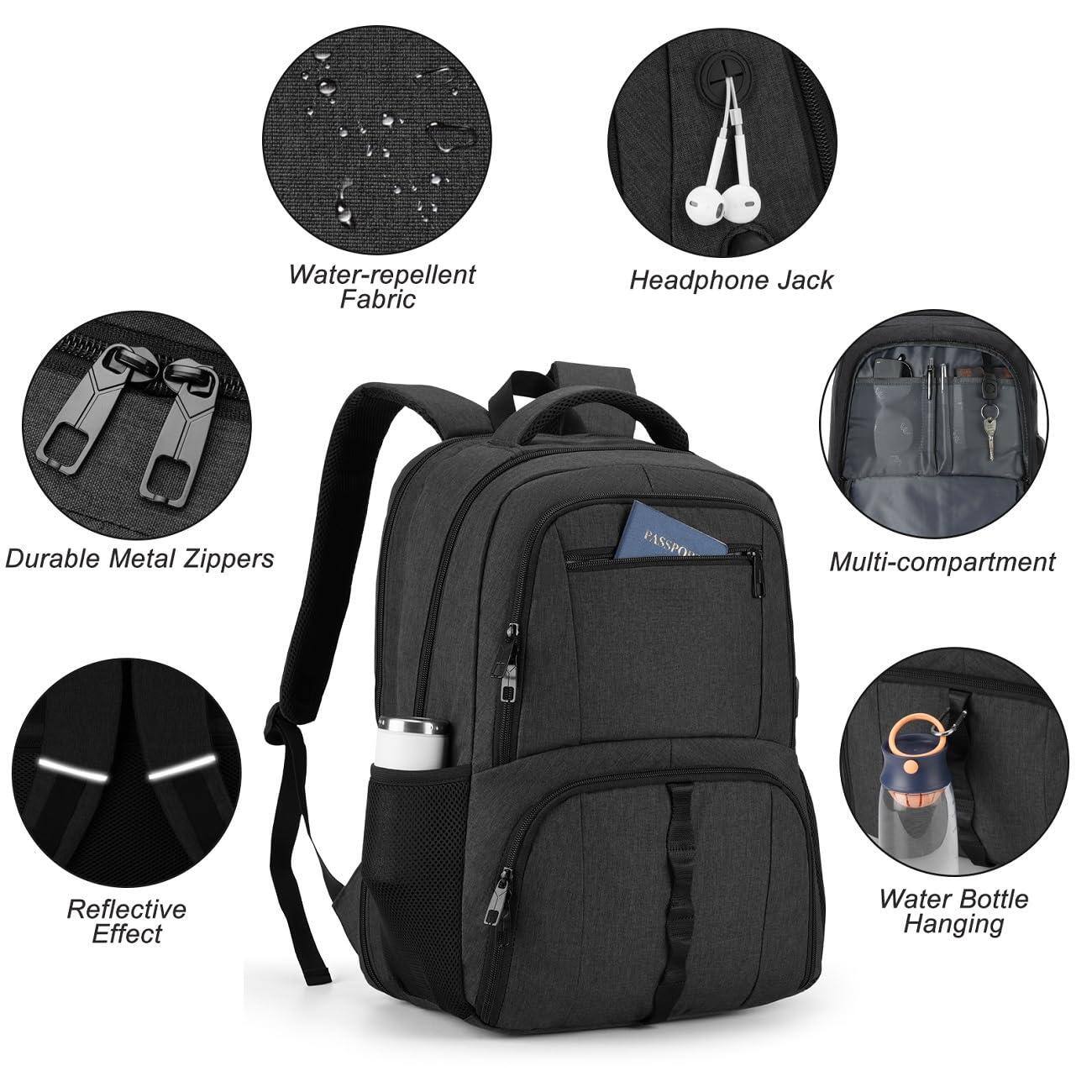 Alt View 1. Cozy Serene - Gym Backpack For Men Women With Shoe Compartment 17 3 Inch Bookbag Usb Port Workout College Sport - Black-17.3 inch.