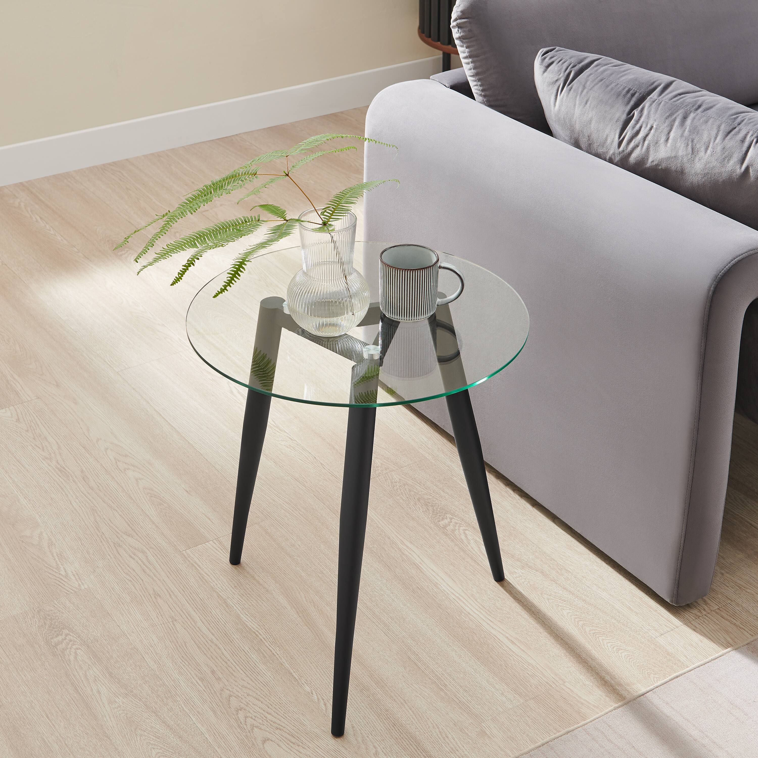 Alt View 2. Danya B - Van Beuren Side Table with Taper Legs and Clear Glass Tabletop - Black - Black, Clear.