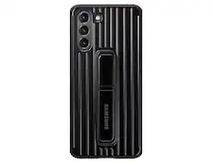 Front. Samsung - Samsung Rugged Protective Cover for Galaxy S21 - Black.