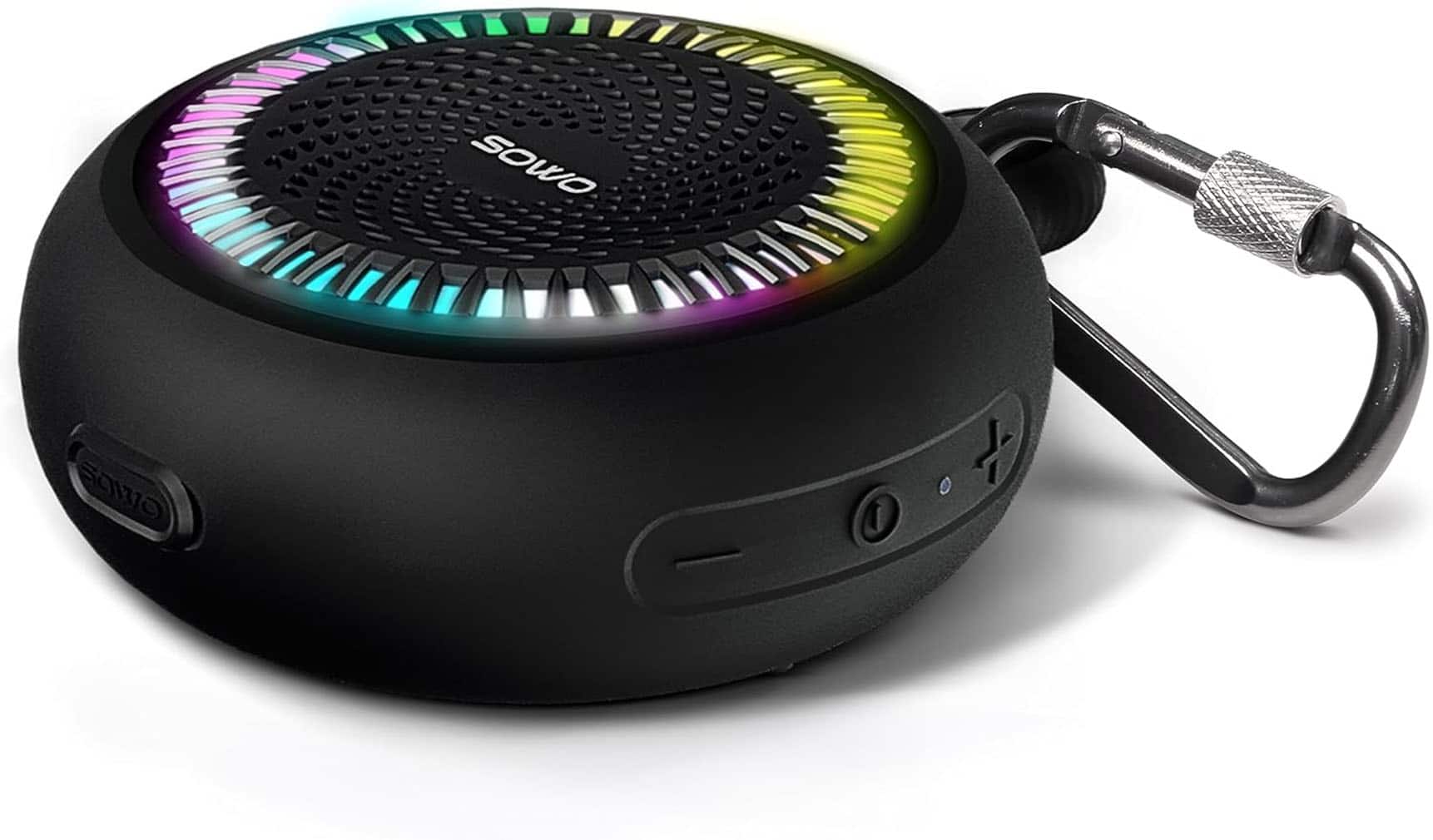 FINEAK - Small Portable Wireless Bluetooth Speaker with Clip Waterproof - Black