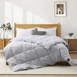 Peace Nest - Lightweight Summer White Goose Down Feather Fiber Comforter Duvet Insert - Full/Queen - Light Gray