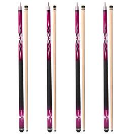 GSE Games & Sports Expert - Set of 4 Canadian Maple Hardwood Billiard Pool Cue Stick for Men/Women - 18/19/20/21oz Each - Purple