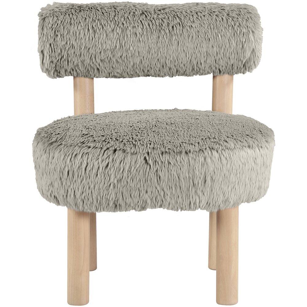 Alt View 1. Meridian Furniture - Ambre Taupe Vegan Shearling Fabric Upholstered Accent Chair - Brown.