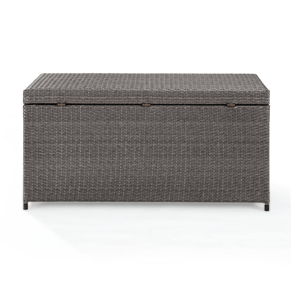 Back. Crosley Furniture - Palm Harbor Wicker Outdoor Storage Box - Weathered Gray.
