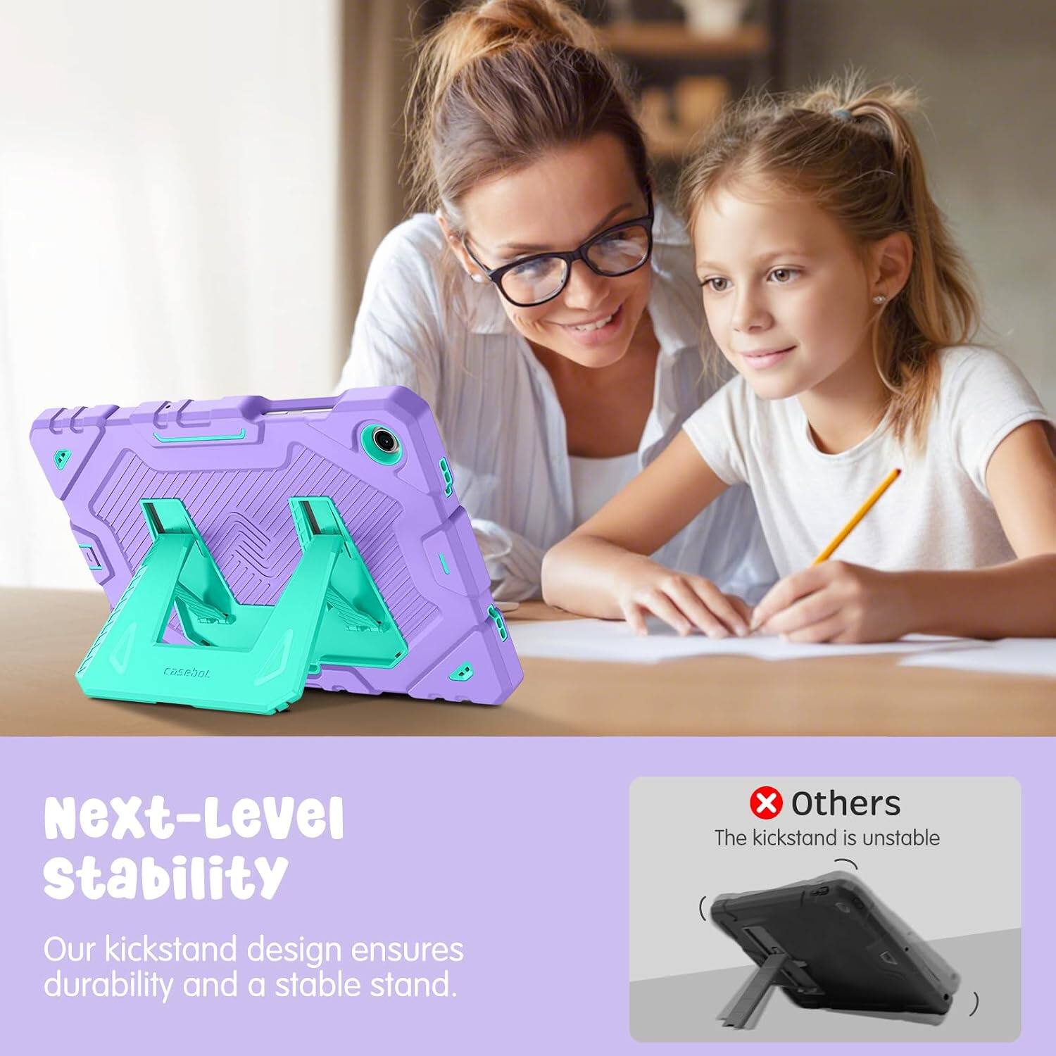 Next-Level Stability  
Our kickstand design ensures durability and a stable stand.  
Others  
The kickstand is unstable