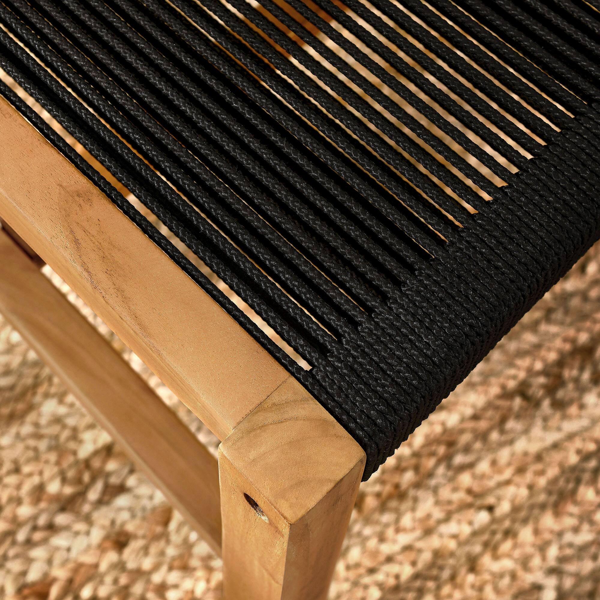 Alt View 1. Modway - Vienna Outdoor Patio Teak and Rope Armless Dining Chairs Set of 2 by Modway - Natural Black.