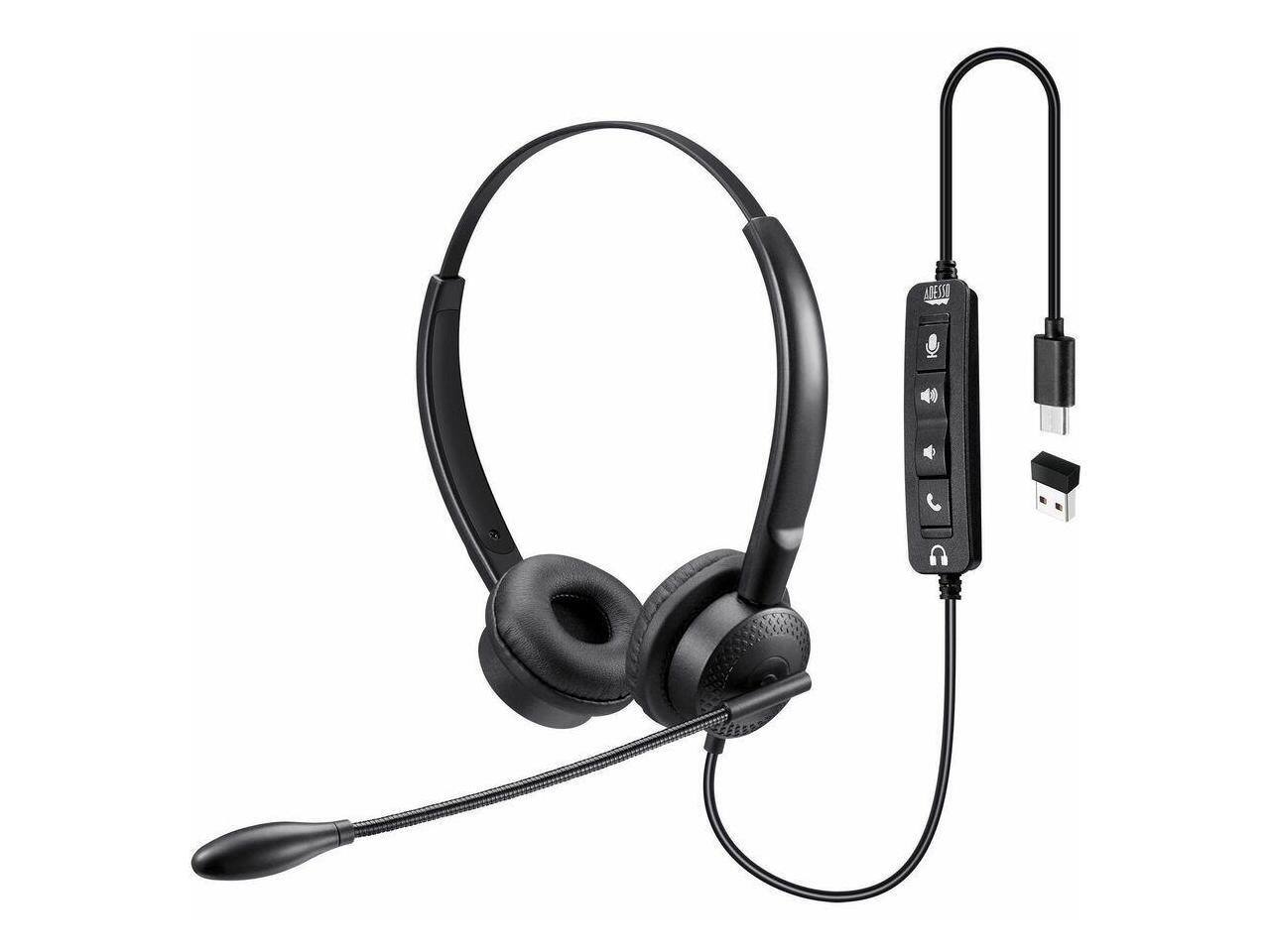 Alt View 7. Adesso - Adesso Xtream P4T-TAA Push-to-Talk USB Headset with Mic, Volume, Call Controls - Black - Red.