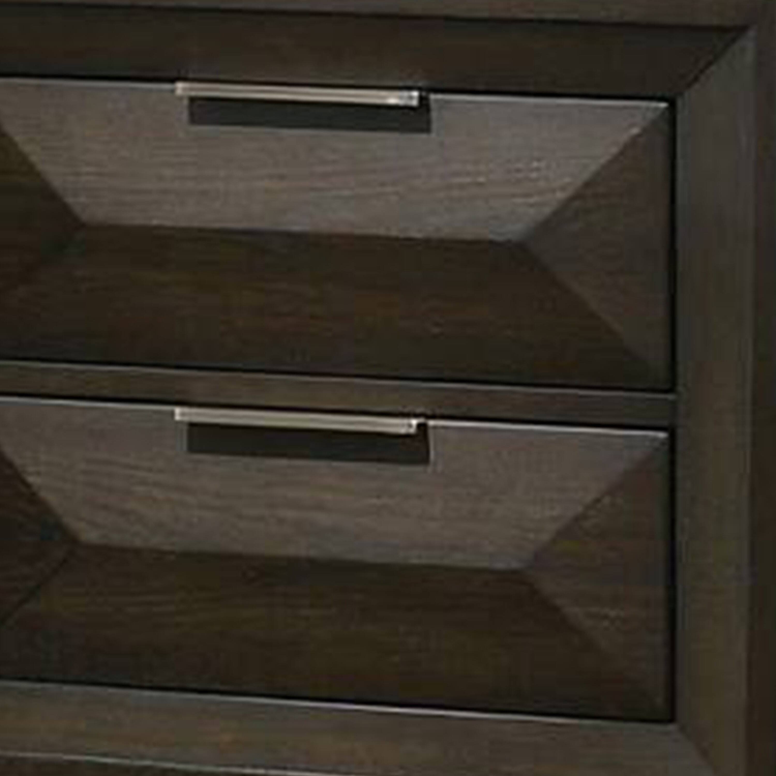 Alt View 1. Manhattan Lane - Fema Nightstand, 2 Bevel Drawers, Nickel Handles - Espresso Brown.