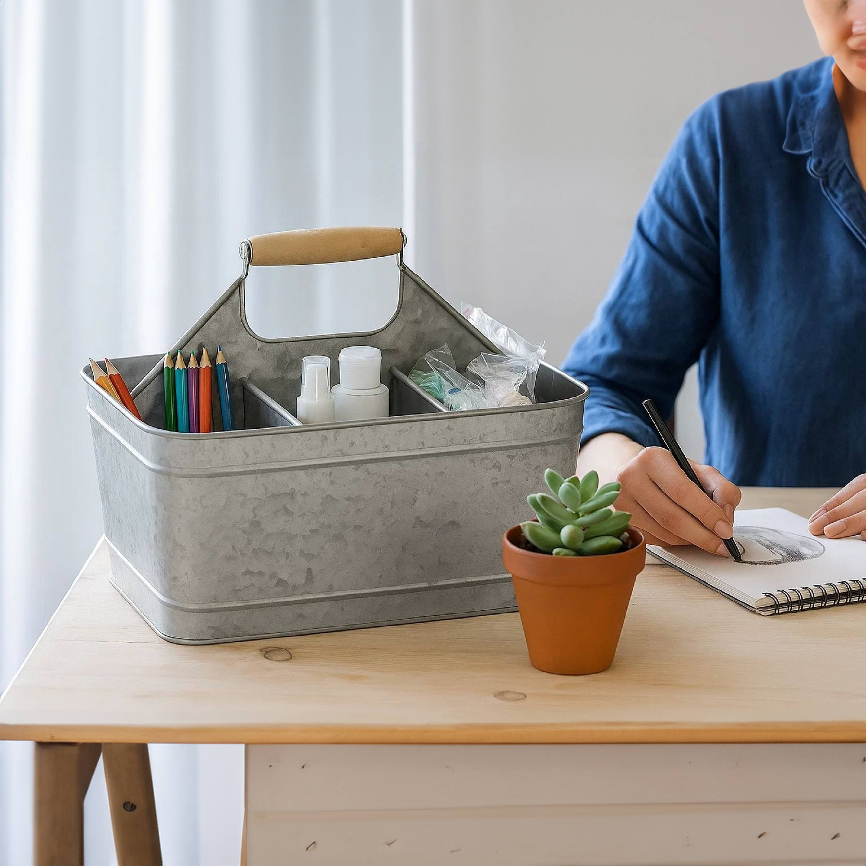 Alt View 5. Manhattan Lane - Galvanized Metal Sturdy Carry All Serveware - Gray.