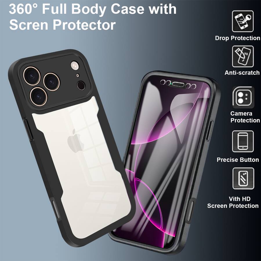 Dteck for Apple iPhone 17 Pro Max Rugged Case,Slim Full Body Clear Back ...