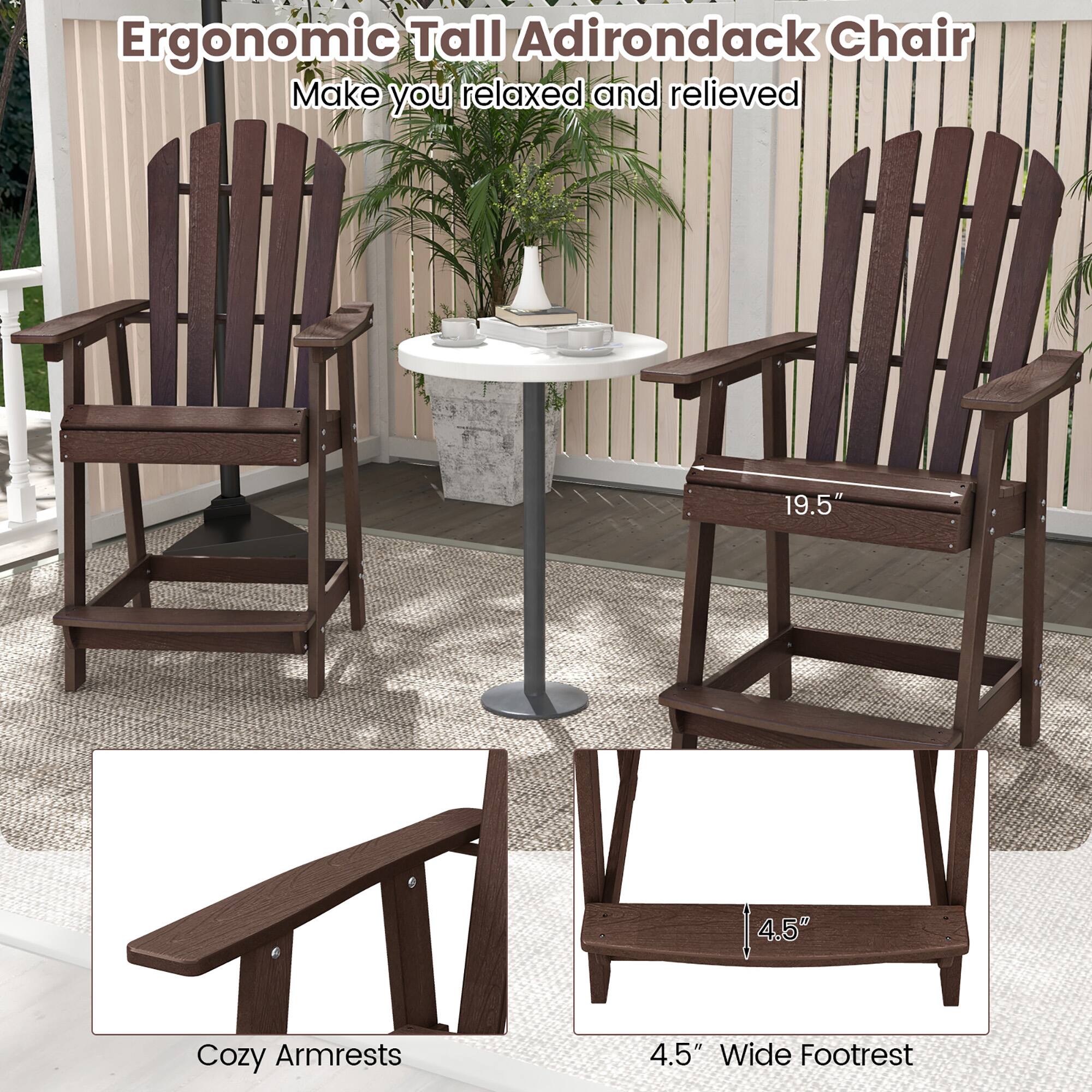 Ergonomic Tall Adirondack Chair: Make you relaxed and relieved

- 19.5" Height
- 4.5" Cozy Armrests
- 4.5" Wide Footrest