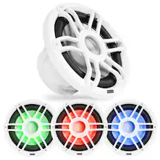 Front. NVX - 10" V-Series Single 4-ohm Marine Subwoofer with LED Lighting - White.