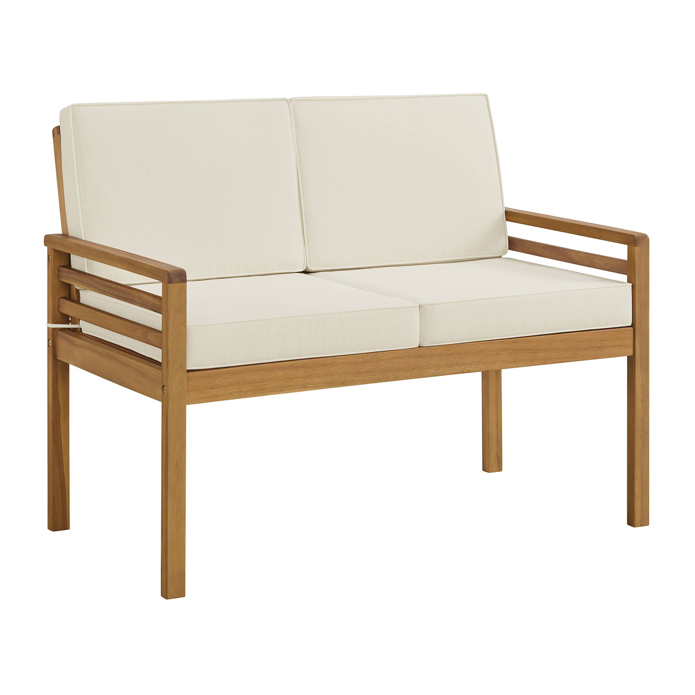 Alt View 1. Alaterre Furniture - Okemo Acacia Wood Outdoor Couch - Wood with Cream.
