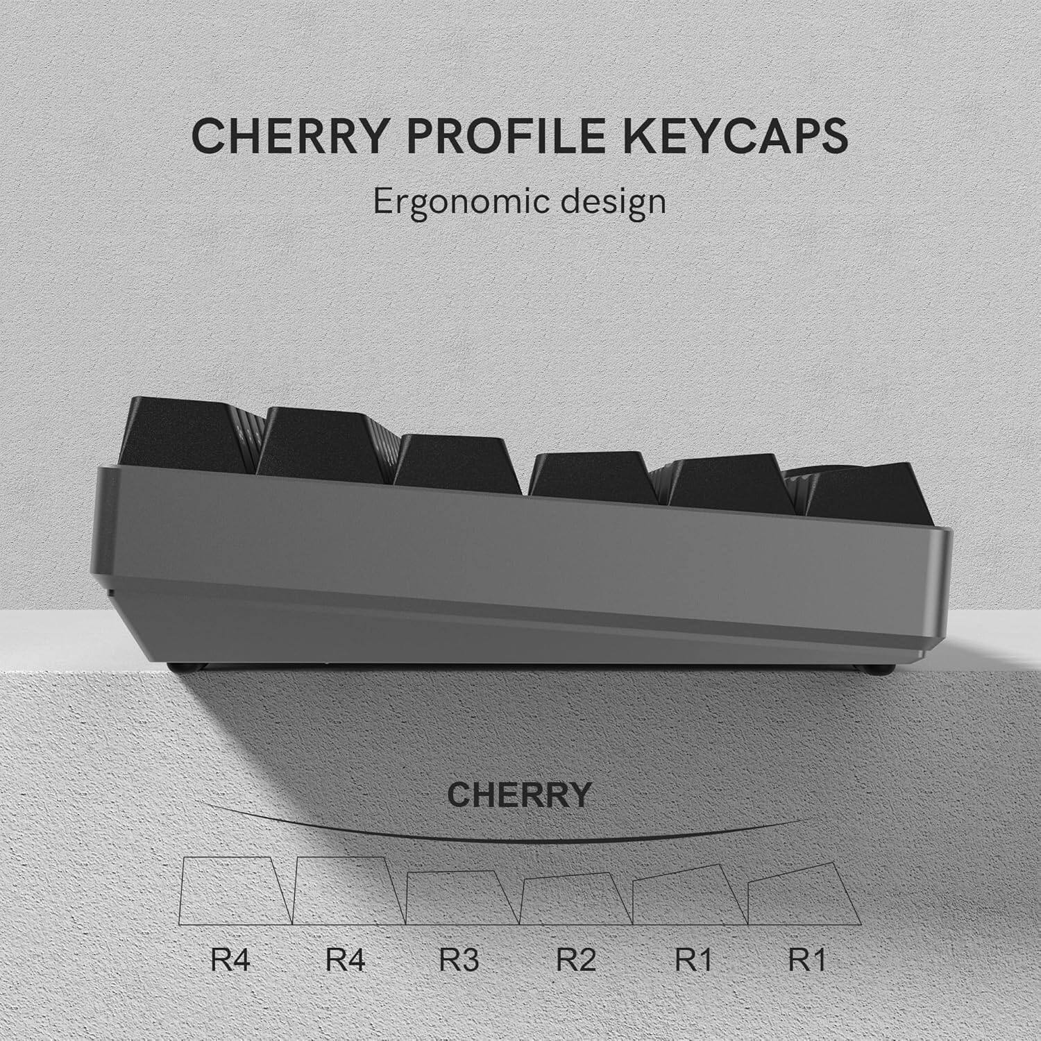 CHERRY PROFILE KEYCAPS  
Ergonomic design  

CHERRY  
R4 R4 R3 R2 R1 R1