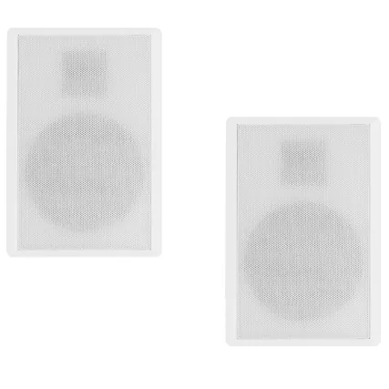 Front. Acoustic Audio by Goldwood - SLM1W Mountable On Wall Slim Speakers Home Theater Wired Pair Pack - White.