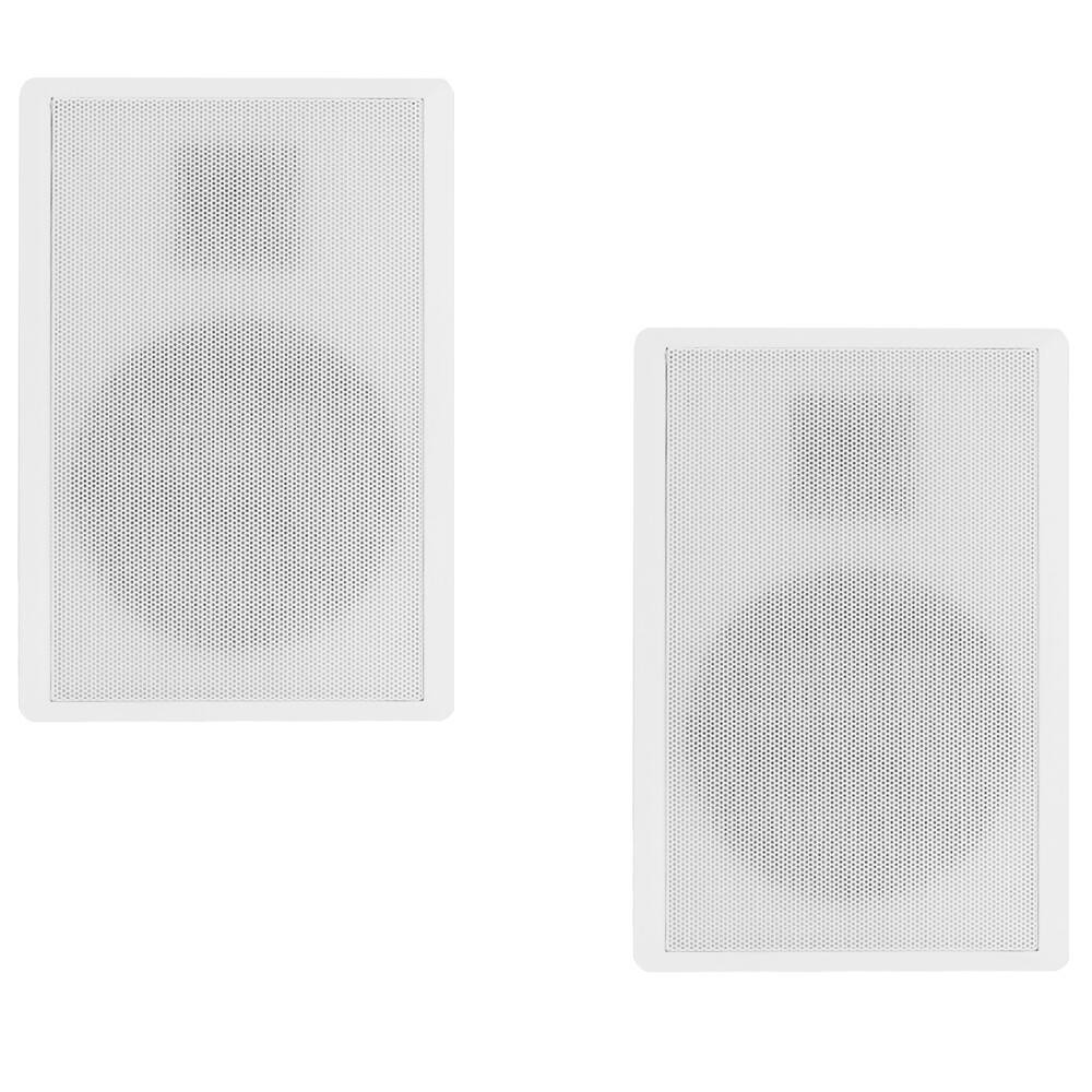 Front. Acoustic Audio by Goldwood - SLM1W Mountable On Wall Slim Speakers Home Theater Wired Pair Pack - White.