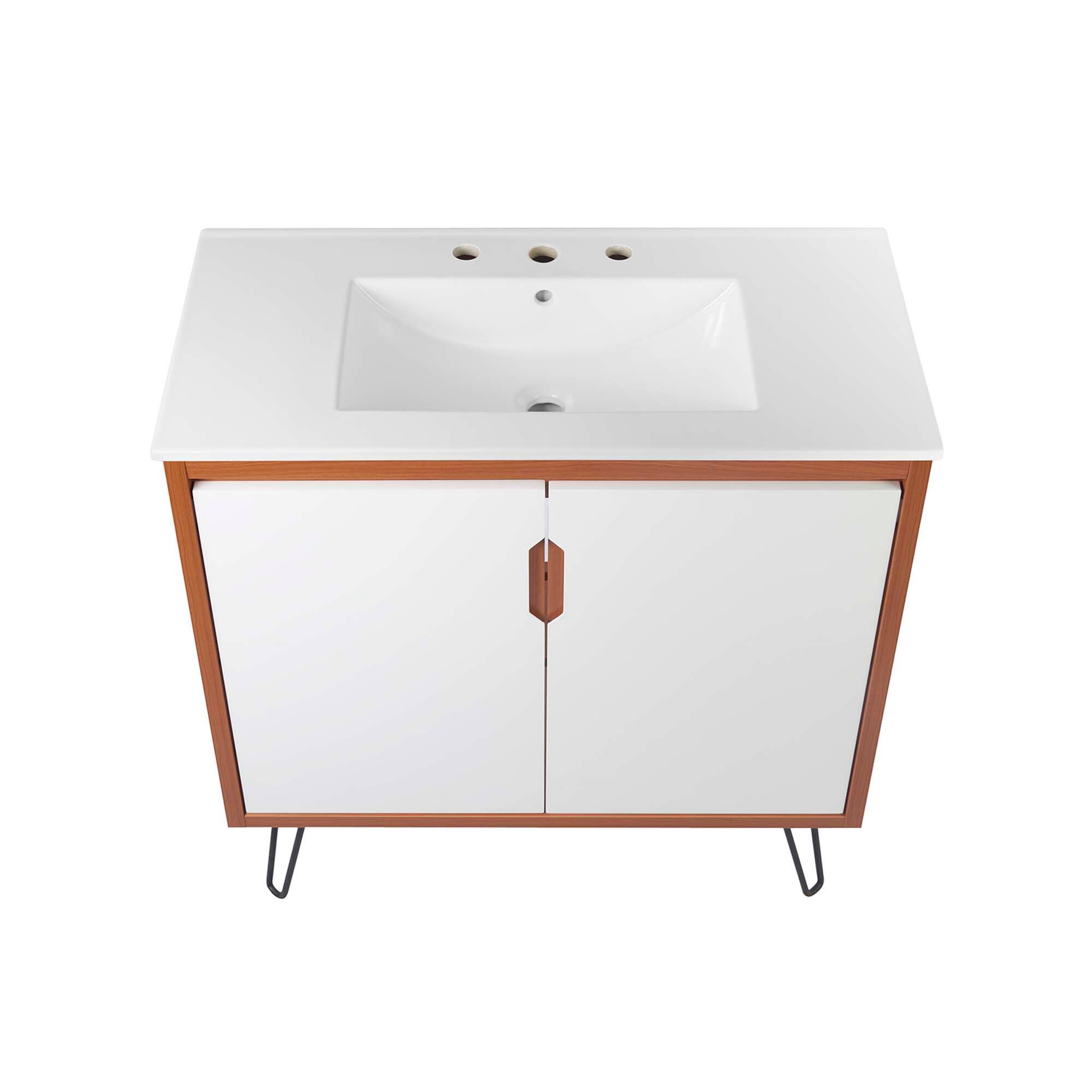Alt View 3. Modway - Energize Bathroom Vanity Basin Included by Modway - Cherry-White-White.