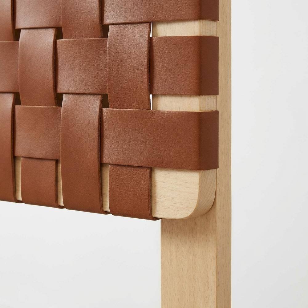 Alt View 1. FurniFact - Vegan Leather Full Headboard with Woven Texture and Durable Frame - Brown.