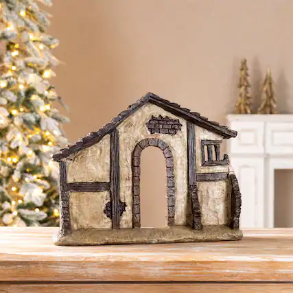 Front. Glitzhome - 11.5"H Resin Nativity Scene Stable Creche - Multi-Colored.