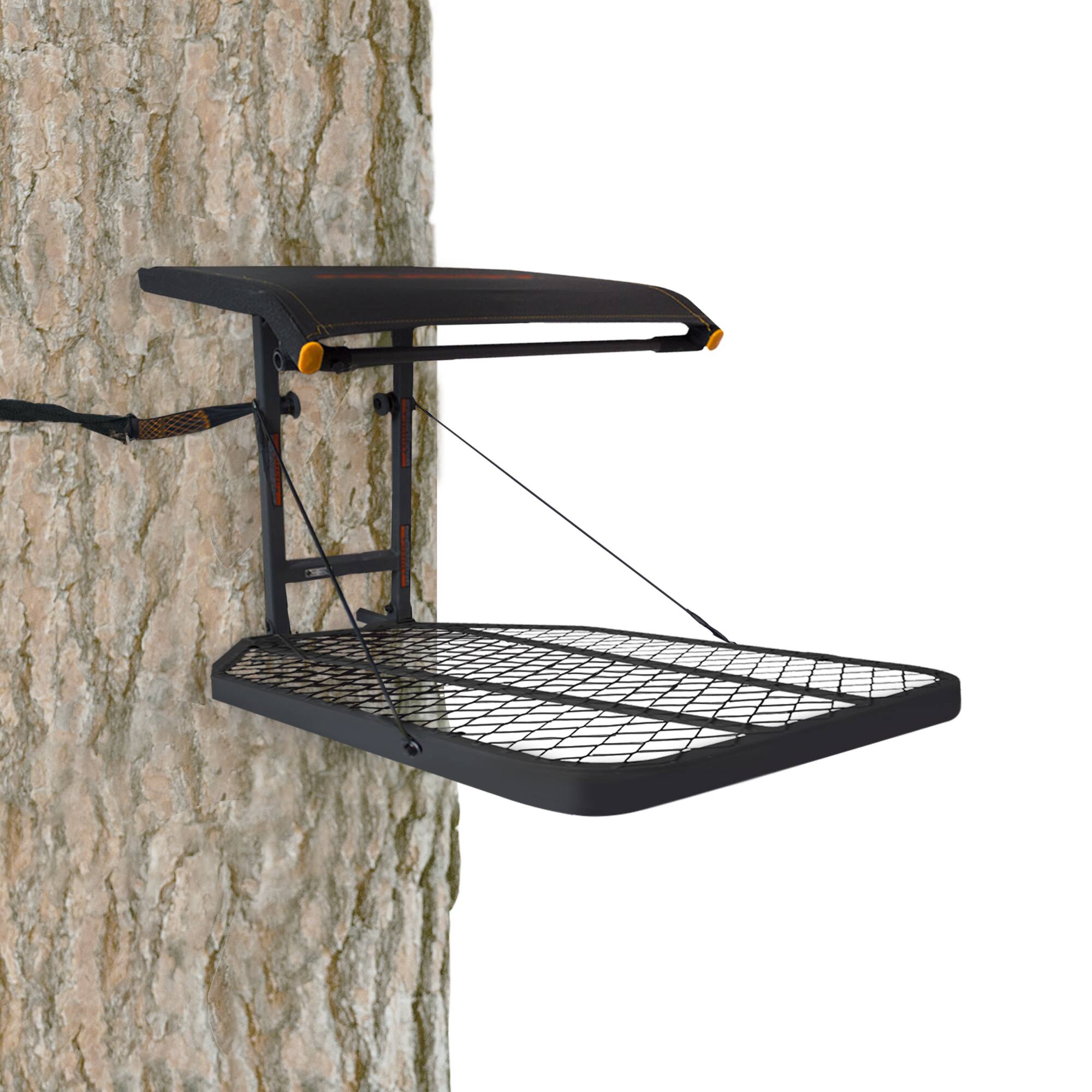 Alt View 4. Big Game Treestands - Big Game Captain Steel Hang-On Treestand with 14" x 12" Flip-Back Seat, Black - Black.