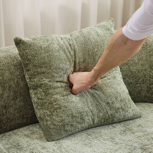 Alt View 1. Anysun - Curved Loveseat Sofa with Round Armrest - Compression Couch, 2 Pillows, No Assembly for Small Spaces - Green.