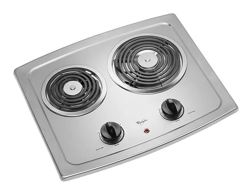 Angle. Whirlpool - 21" Built-In Electric Cooktop - Stainless steel.