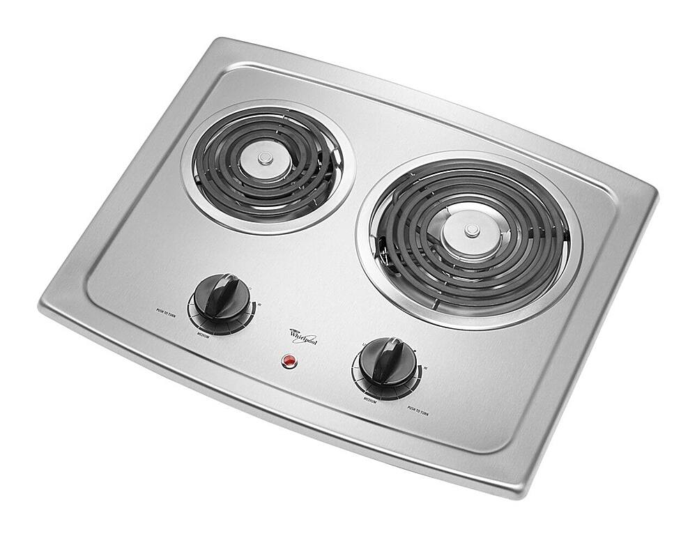 Left. Whirlpool - 21" Built-In Electric Cooktop - Stainless steel.