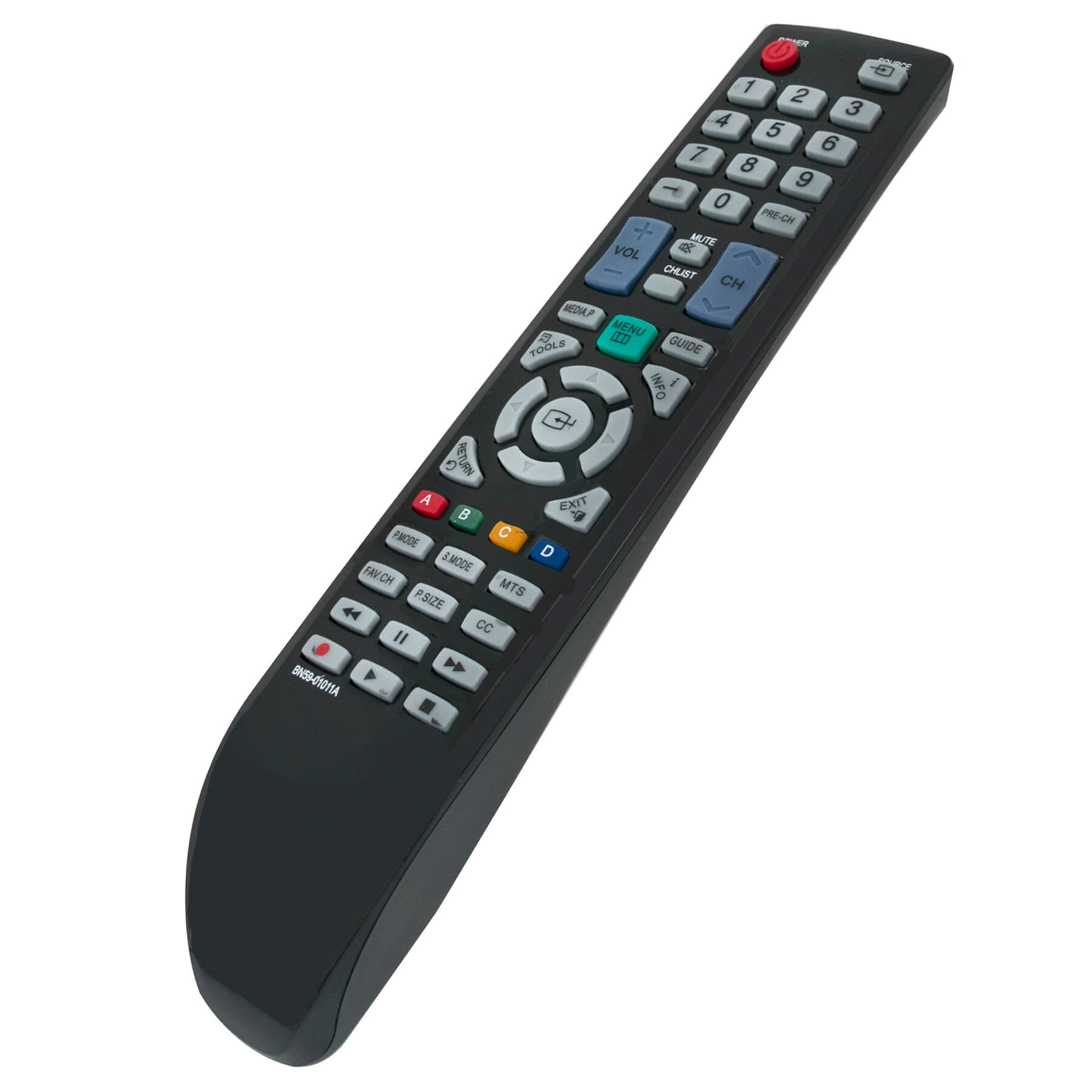 Sure, here is the corrected and grouped text from the image:

**Top Section:**
- POWER
- 1 2 3 4 5 6 7 8 9 0 PRE-CH

**Middle Section:**
- MUTE VOL CHLIST CH
- HEDIP A
- MENU TOOLS GUIDE INFO
- RETURN A EXIT

**Bottom Section:**
- PAODE
- D
- 8.MODE FAVCH MTS P.SIZE CC
- BN59-01011A

**Additional Labels:**
- HELP
- TOOLS
- INFO
- EXIT
- FAVCH
- MTS
- P.SIZE
- CC
- SNOOE
- MTS
- BKGD-OTTA