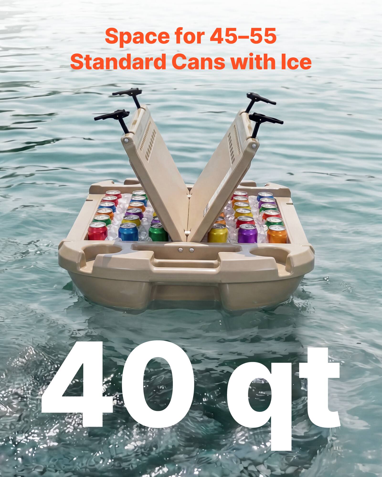VEVOR Floating Cooler, 40 QT Floating Ice Chest with Dry Storage & Tow ...